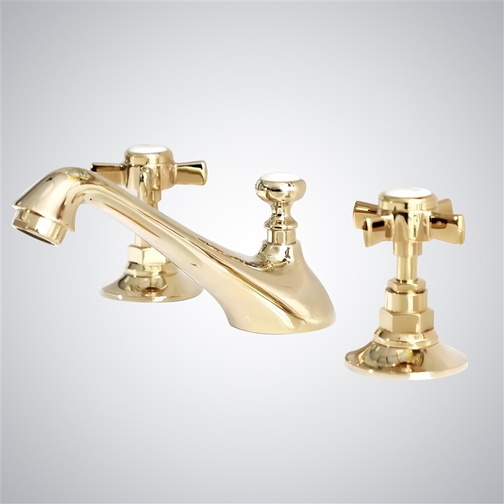 Fontana Melilla Gold 8 Inch Widespread Lavatory Mixer Basin Faucet