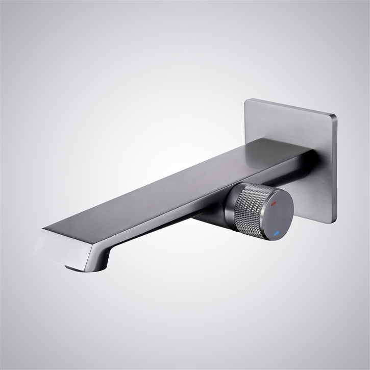 Fontana Gemona Gun Metal Gray Wall Mounted Bathroom Sink Faucet