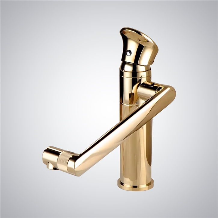 Fontana Baiso Gold Deck Mounted Bathroom Sink Faucet