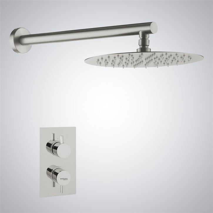 Fontana Nariman Shower Set Ultra-Thin Shower Head with Thermostatic Shower Mixer in Brushed Nickel