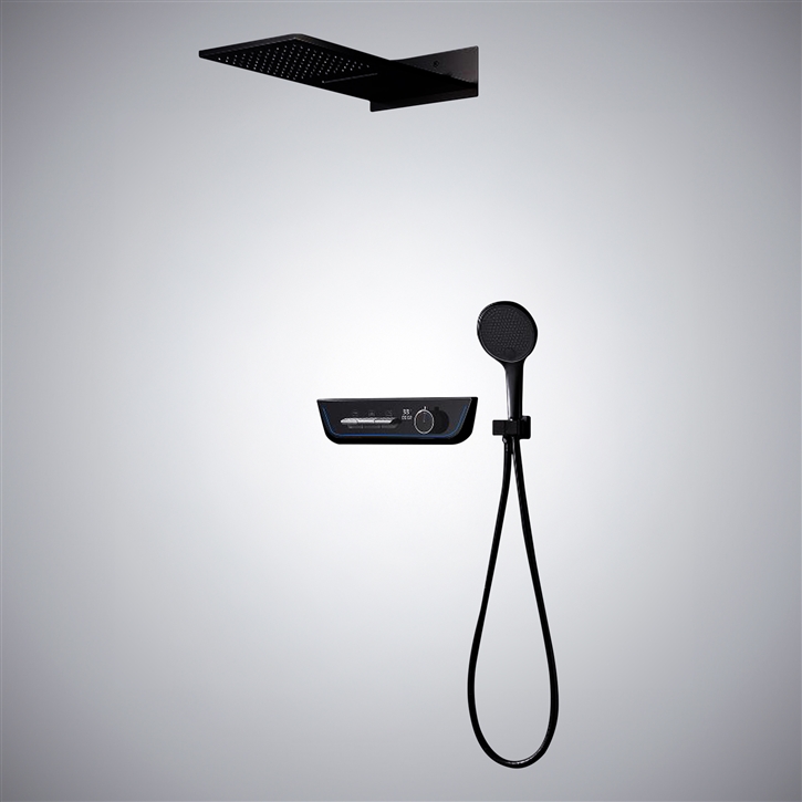 Fontana Cabras Matte Black Smart Thermostatic Shower System