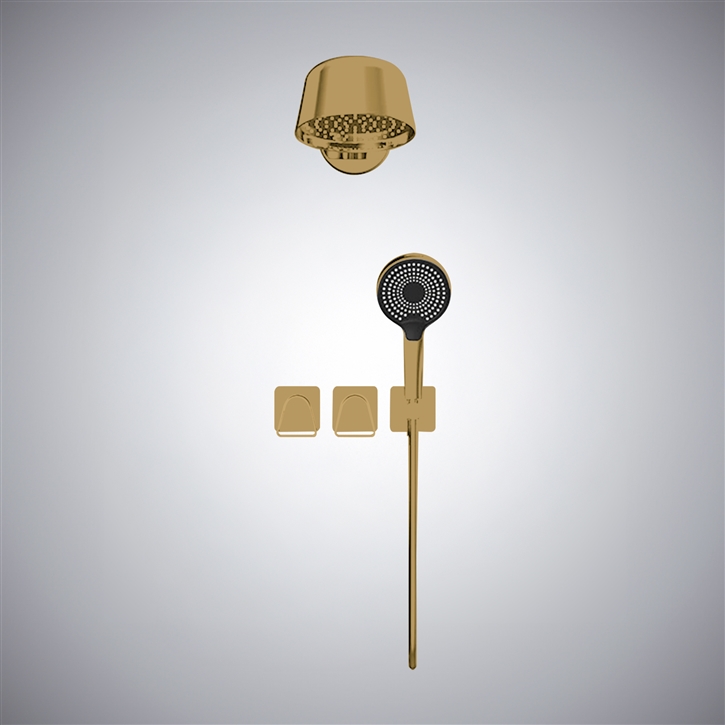 Fontana Ovada Brushed Gold Luxury Wall Mounted Shower Set