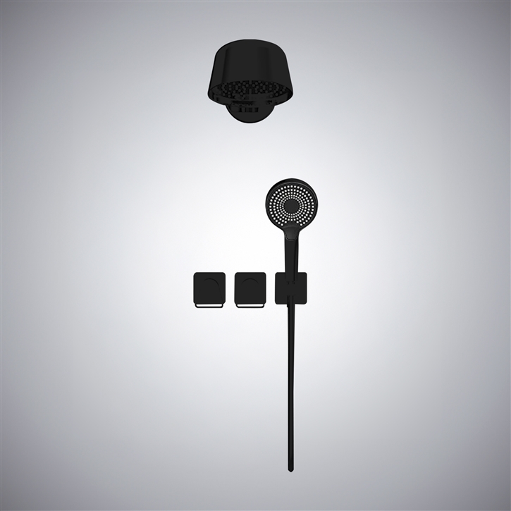 Fontana Ovada Black Rose Gold Luxury Wall Mounted Shower Set