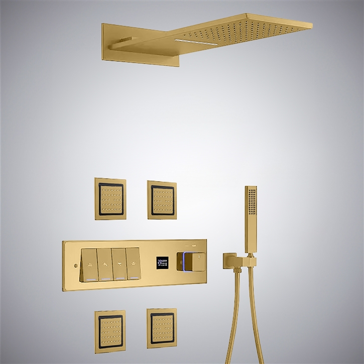 Fontana Scalea Brushed Gold Waterfall Shower System
