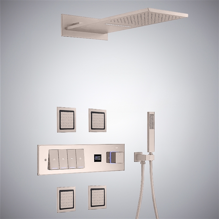 Fontana Scalea Brushed Nickel Rainfall Shower System â€“ Modern Luxury ...