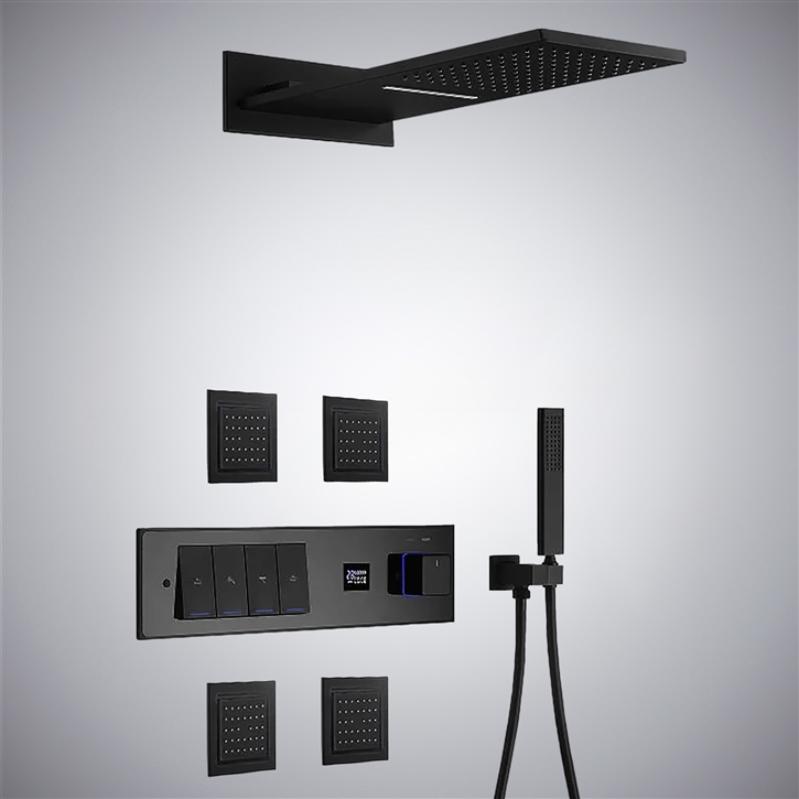 Fontana Scalea Matte Black Wall Mounted Shower System
