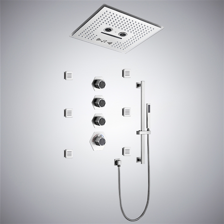 Fontana Erandio Chrome Modern Thermostatic Shower System