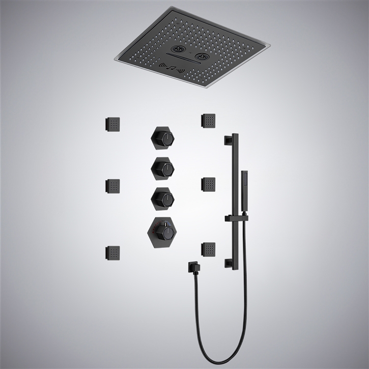 Fontana Erandio Matte Black Wall Mounted Shower System