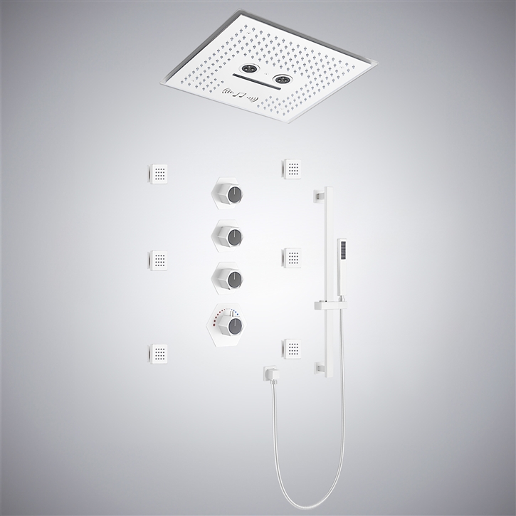 Fontana Erandio Matte White Contemporary Shower System