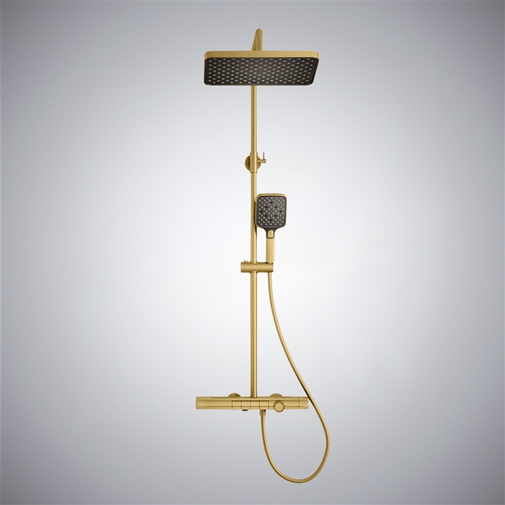 Fontana Canena Brushed Gold Waterfall LED Shower System