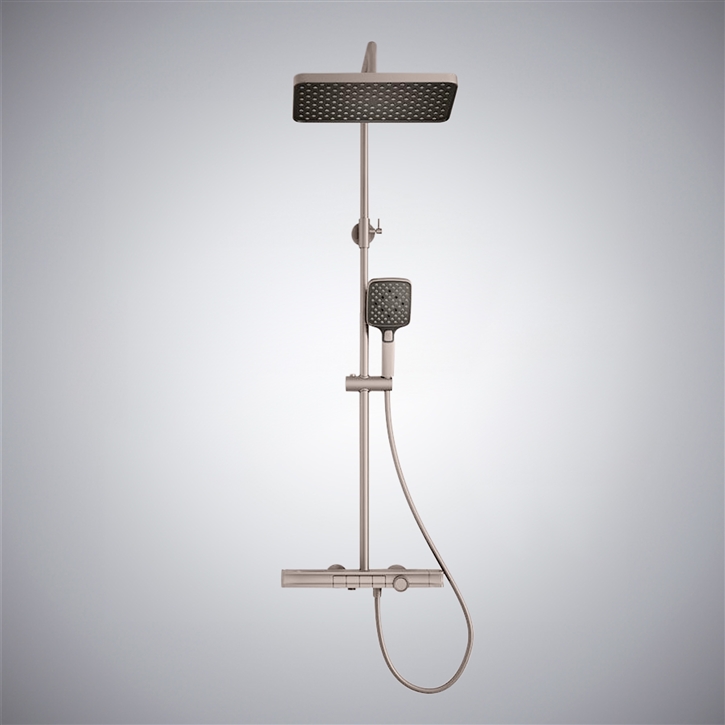 Fontana Canena Brushed Nickel Rainfall LED Shower System â€“ Modern Luxury