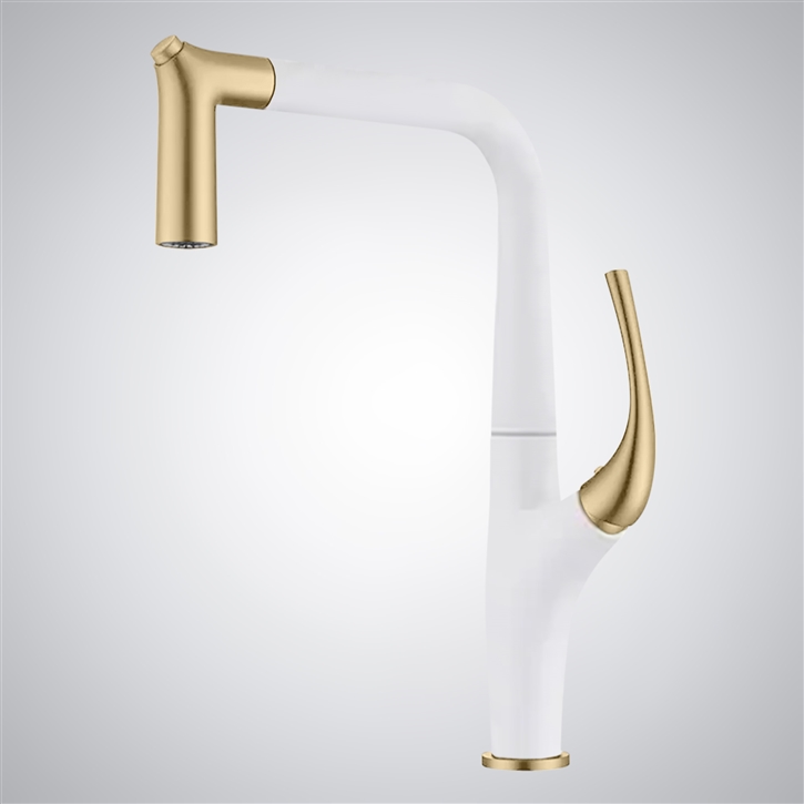 Fontana Boville White Gold Contemporary Kitchen Sink Faucet
