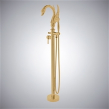 Fontana Laxe Brushed Gold Freestanding Swan Shape Bathtub Faucet