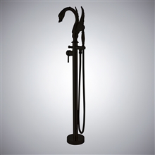 Fontana Laxe Matte Black Freestanding Swan Shape BathTub Faucet Single Handle With Handshower