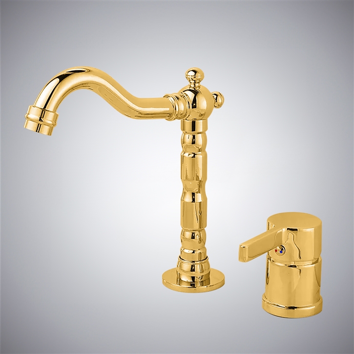 Fontana Carona Gold Rotatable Thermostatic Bathroom Sink Faucet