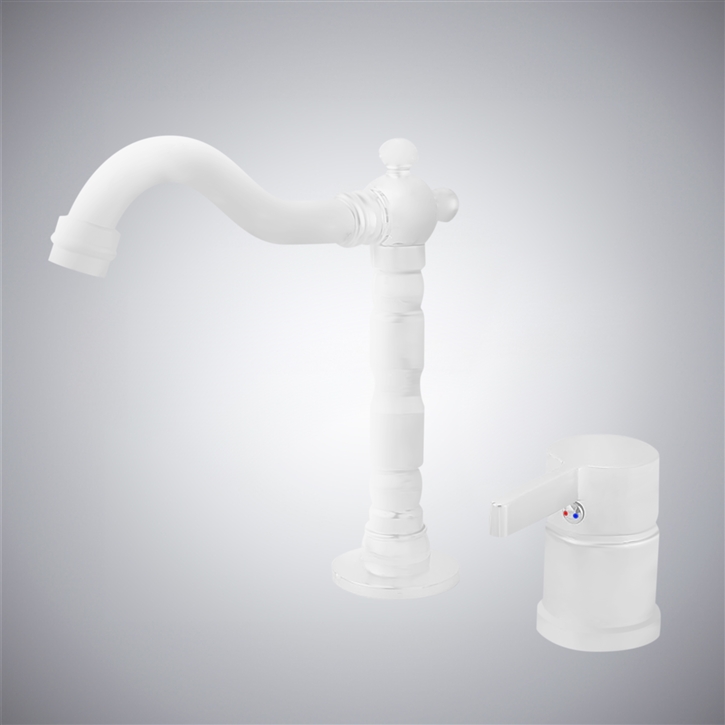 Fontana Carona Matte White Modern Widespread Bathroom Sink Faucet