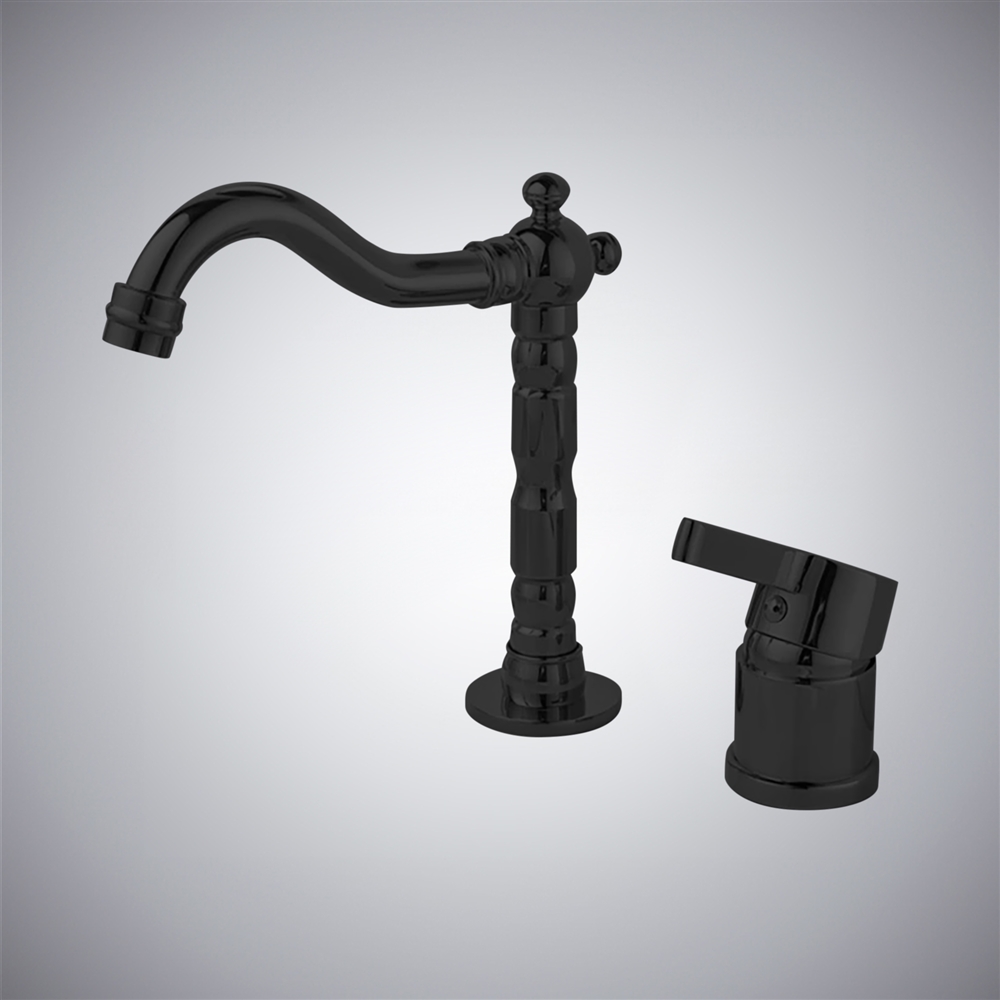 Fontana Orio Matte Black Deck Mounted Bathroom Sink Faucet