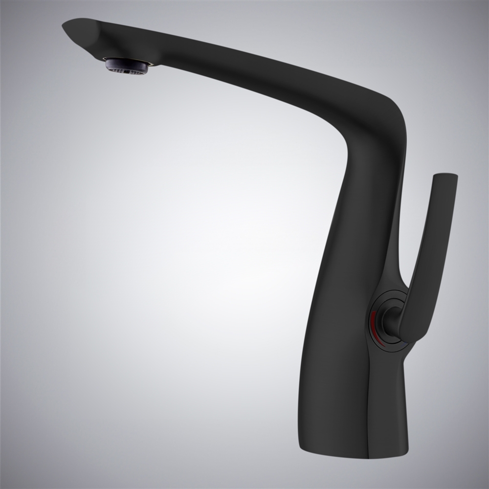 Fontana Mirano Matte Black Deck Mounted Bathroom Sink Faucet