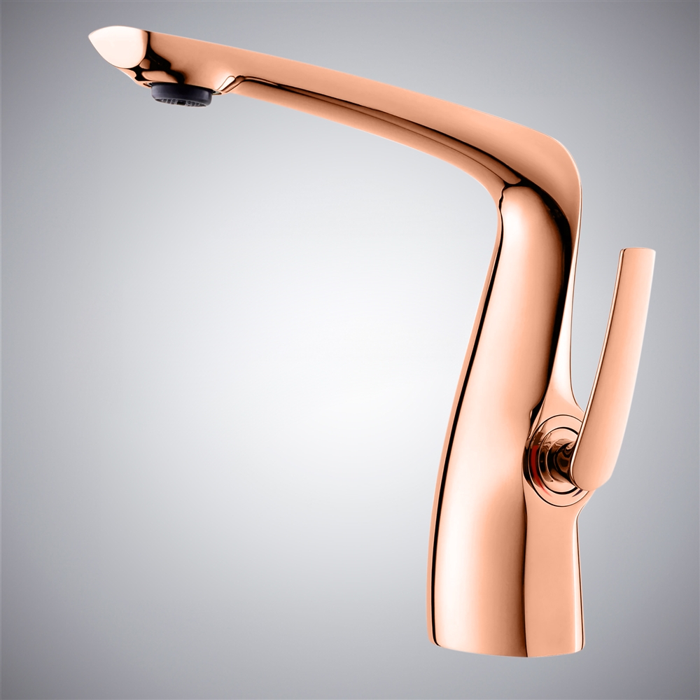 Fontana Mirano Rose Gold Thermostatic Bathroom Sink Faucet