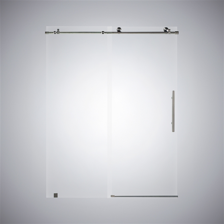 Fontana Roa Brushed Nickel Frameless Clear Tempered Glass Shower Door