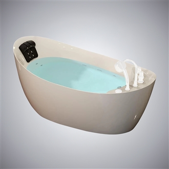 Fontana Ferreiros Matte White Oval Shaped Freestanding Whirlpool Bathtub
