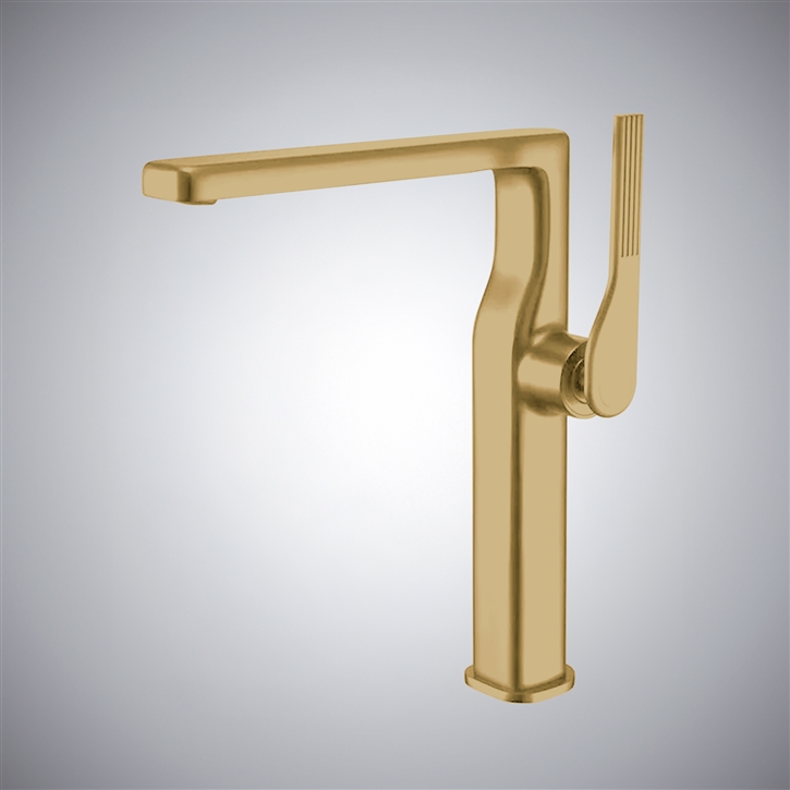 Fontana Lavena Brushed Gold Luxury Deck Mounted Bathroom Sink Faucet