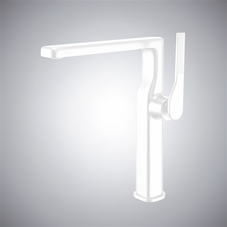 Fontana Lavena Matte White Waterfall Thermostatic Bathroom Sink Faucet
