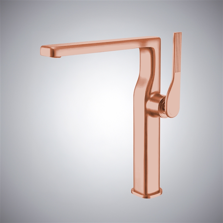 Fontana Lavena Rose Gold Luxury Waterfall Bathroom Sink Faucet