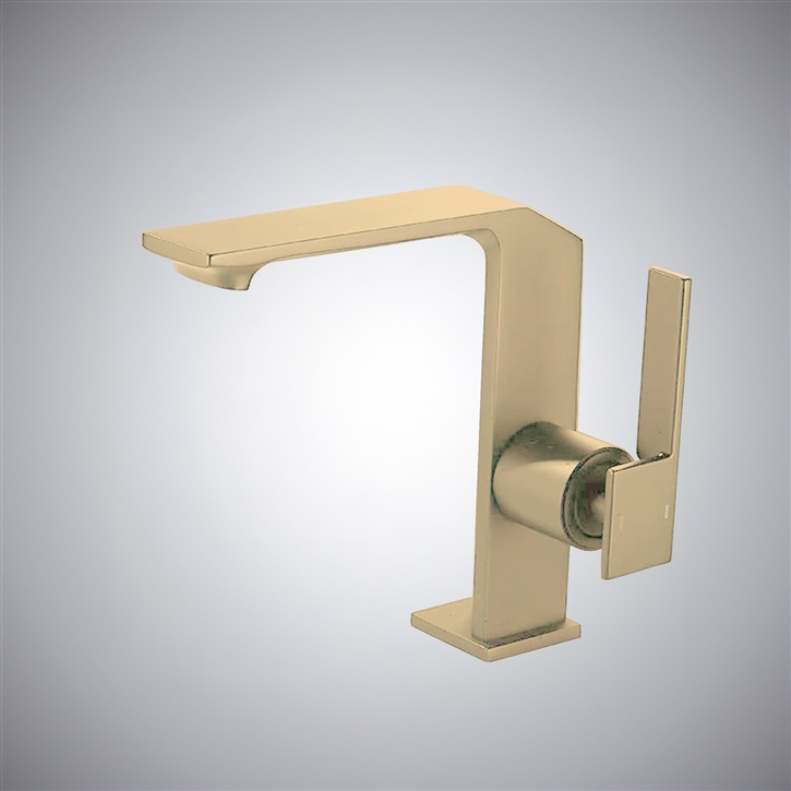 Fontana Mesero Champagne Thermostatic Waterfall Bathroom Sink Faucet