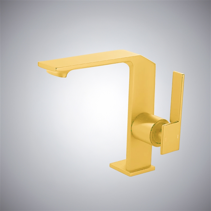 Fontana Mesero Gold Deck Mounted Contemporary Bathroom Sink Faucet