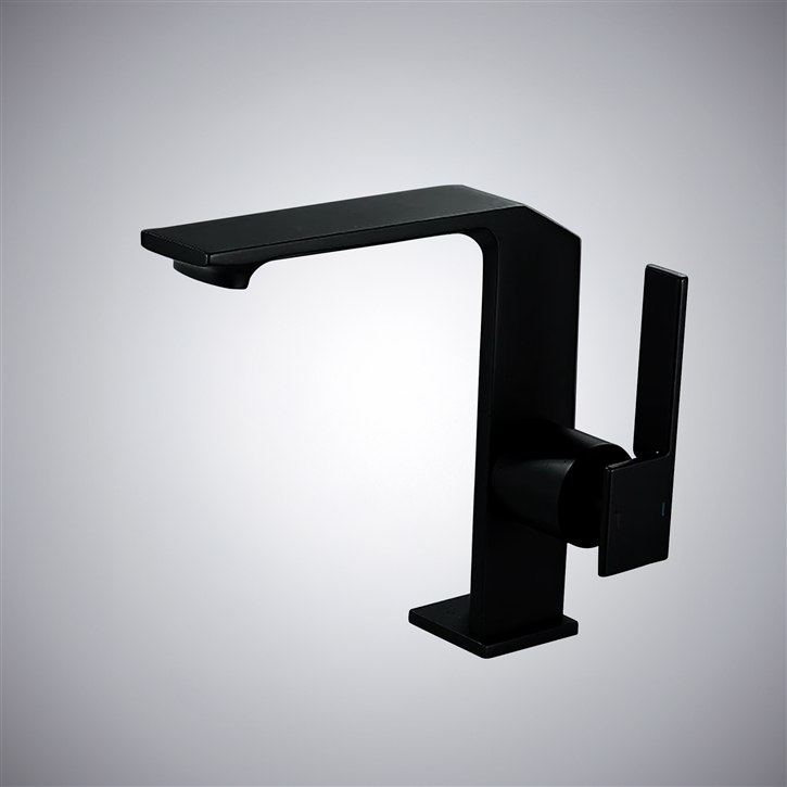 Fontana Mesero Matte Black Modern Deck Mounted Bathroom Sink Faucet