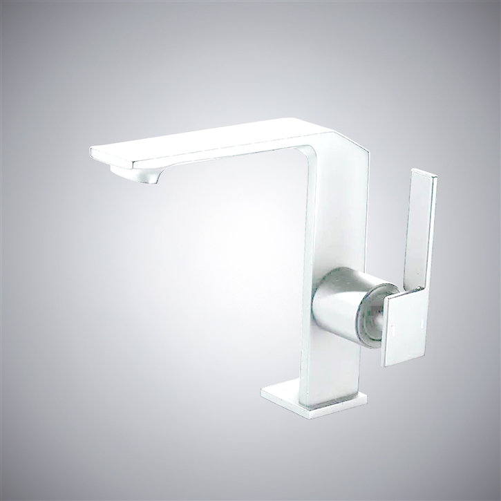 Fontana Mesero Matte White Waterfall Contemporary Bathroom Sink Faucet