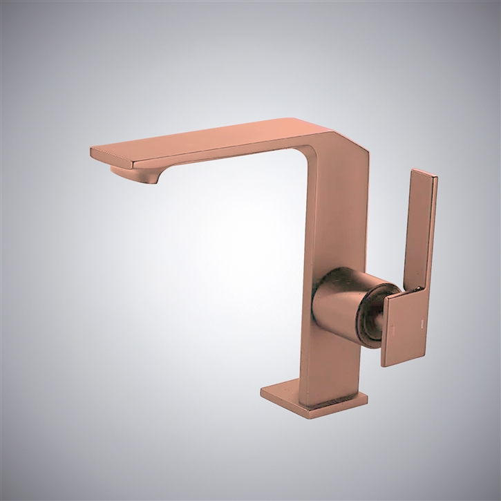 Fontana Mesero Rose Gold Premium Waterfall Bathroom Sink Faucet