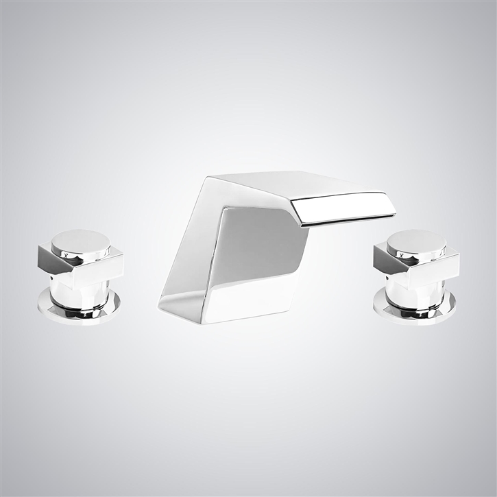 Fontana Tudela Matte White Contemporary Waterfall Bathroom Sink Faucet