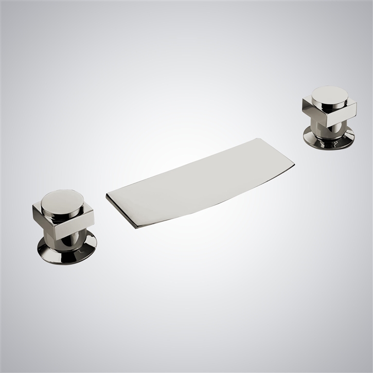 Fontana Amurrio Brushed Nickel Waterfall Thermostatic Bathroom Sink Faucet