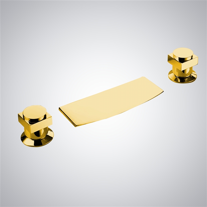 Fontana Amurrio Gold Deck Mounted Thermostatic Bathroom Sink Faucet
