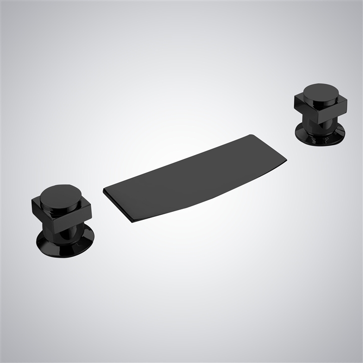 Fontana Amurrio Matte Black Deck Mounted Waterfall Bathroom Sink Faucet