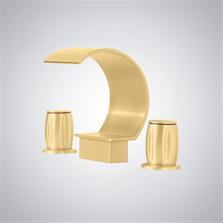 Fontana Espejo Brushed Gold Premium Deck Mounted Bathroom Sink Faucet