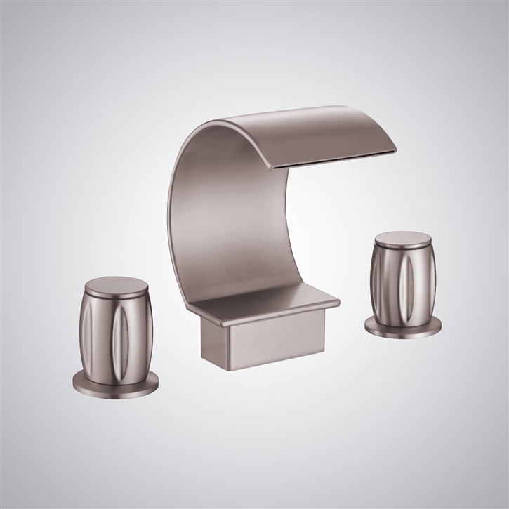 Fontana Espejo Brushed Nickel Modern Waterfall Bathroom Sink Faucet