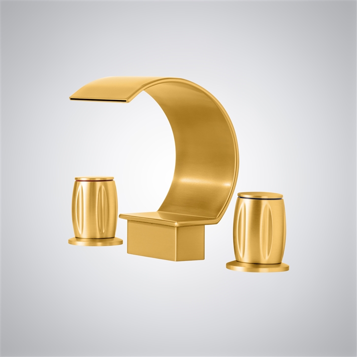 Fontana Espejo Gold Contemporary Deck Mounted Bathroom Sink Faucet