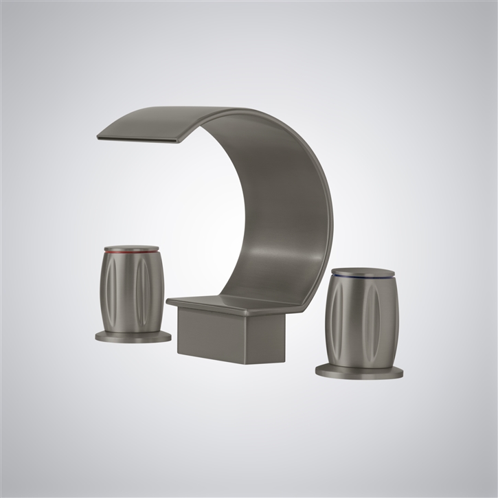 Fontana Espejo Gun Metal Gray Modern Thermostatic Bathroom Sink Faucet