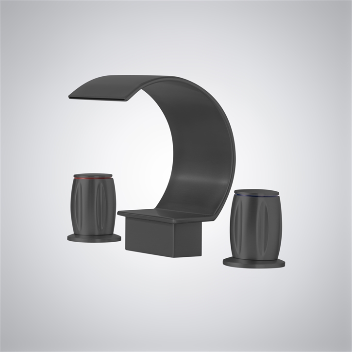 Fontana Espejo Matte Black Luxury Waterfall Bathroom Sink Faucet