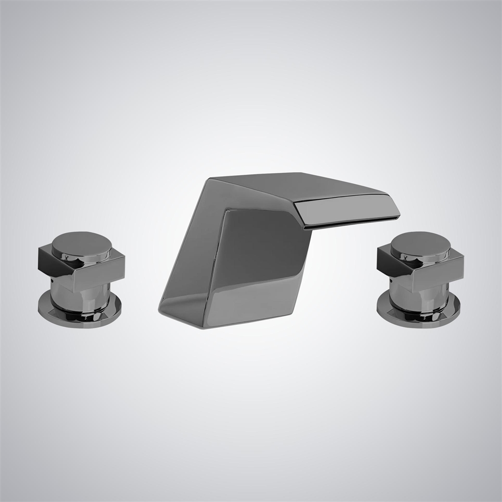 Fontana Dronero Gun Metal Gray Modern Thermostatic Bathroom Sink Faucet