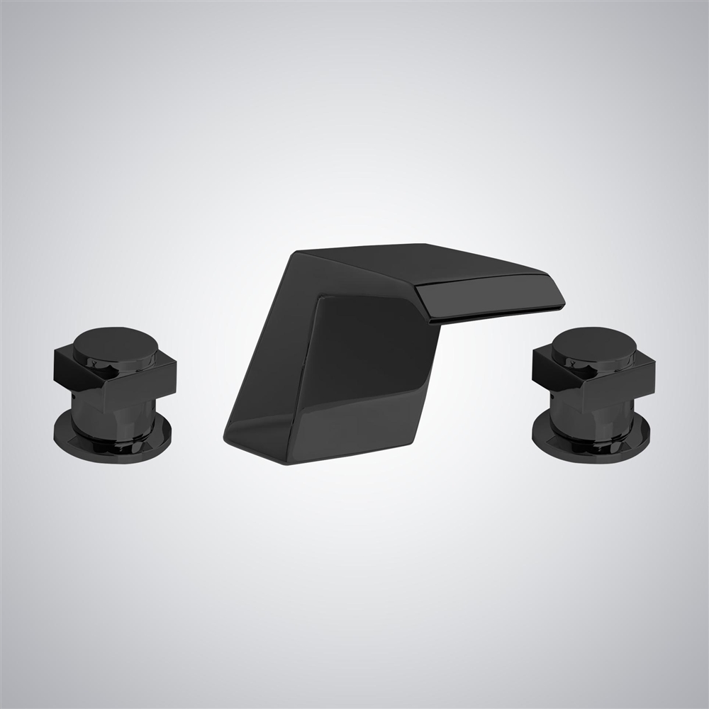 Fontana Dronero Matte Black Luxury Waterfall Bathroom Sink Faucet