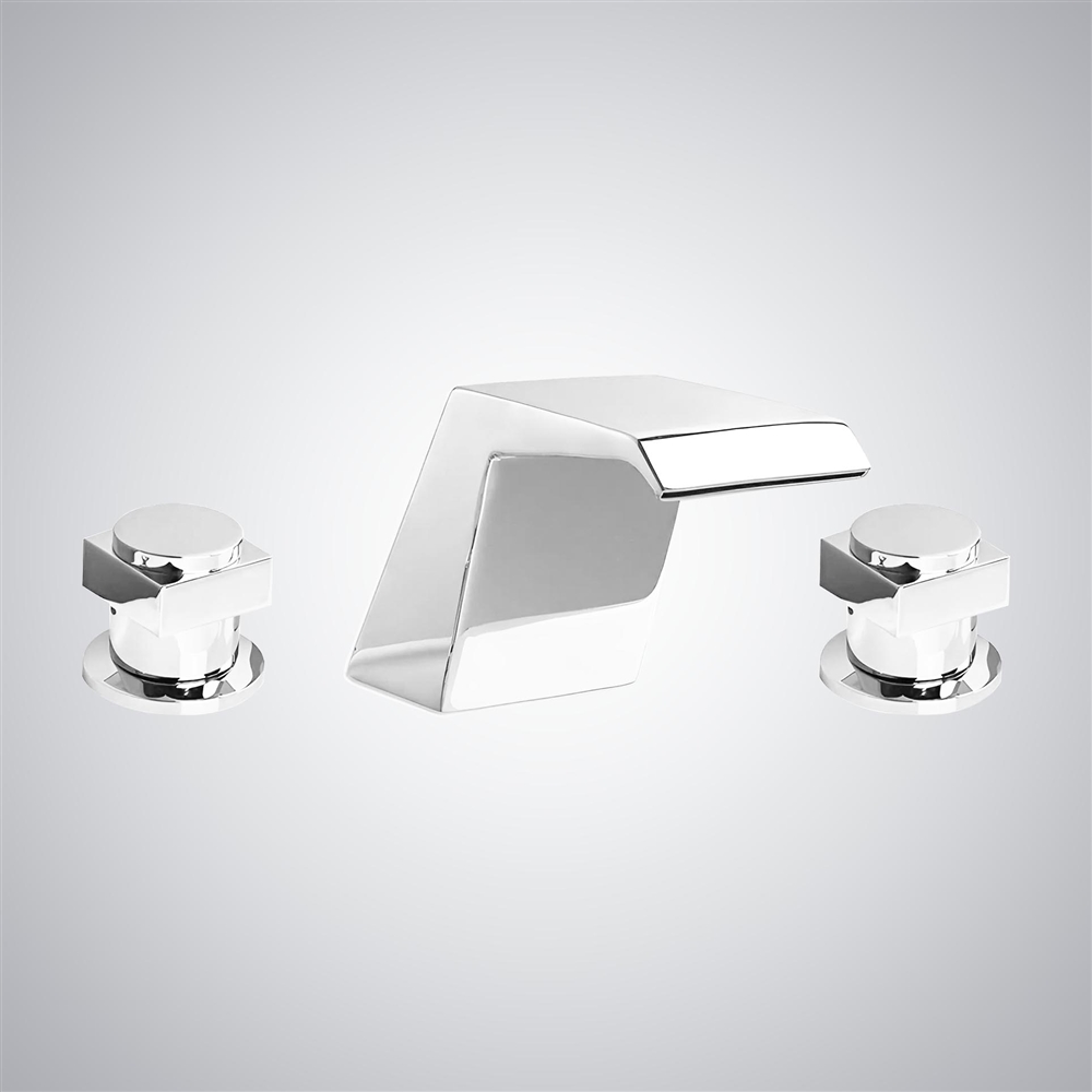 Fontana Dronero Matte White Contemporary Waterfall Bathroom Sink Faucet