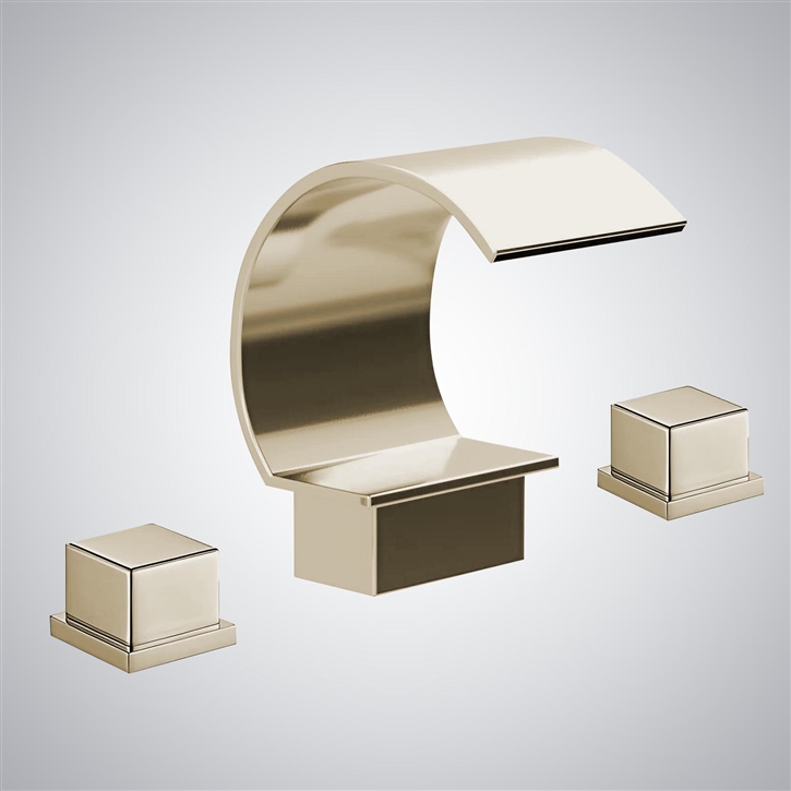 Fontana Veruno Champagne Waterfall Thermostatic Bathroom Sink Faucet