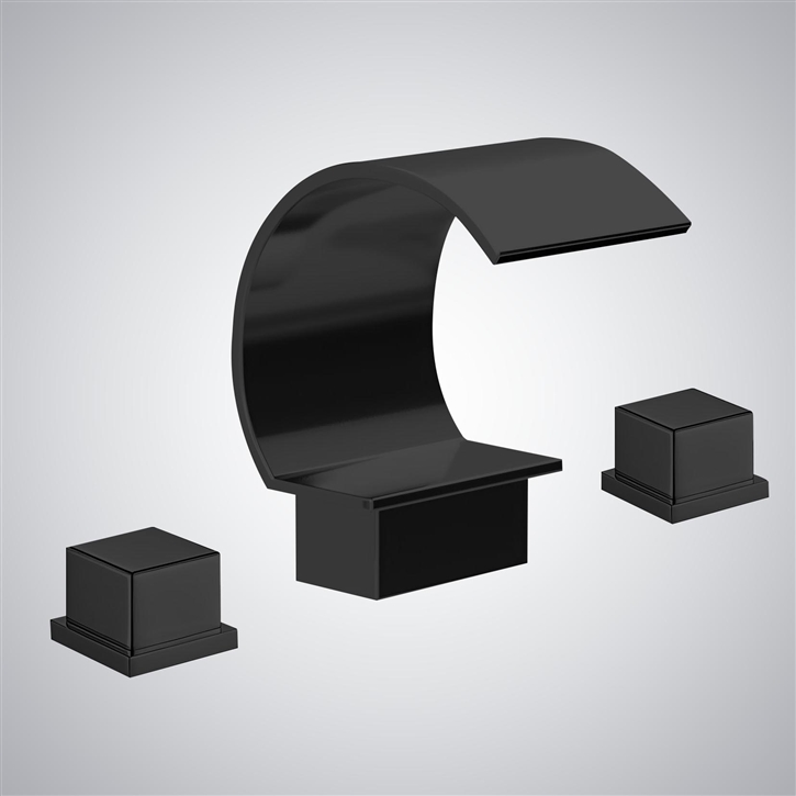 Fontana Veruno Matte Black Premium Luxury Waterfall Bathroom Sink Faucet