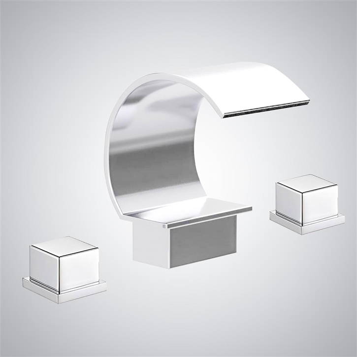 Fontana Veruno Matte White Modern Waterfall Bathroom Sink Faucet