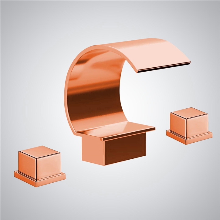 Fontana Veruno Rose Gold Thermostatic Luxury Bathroom Sink Faucet
