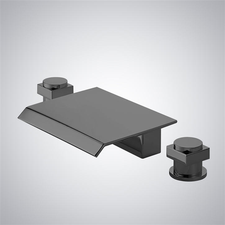 Fontana Terzo Gun Metal Gray Thermostatic Modern Bathroom Sink Faucet